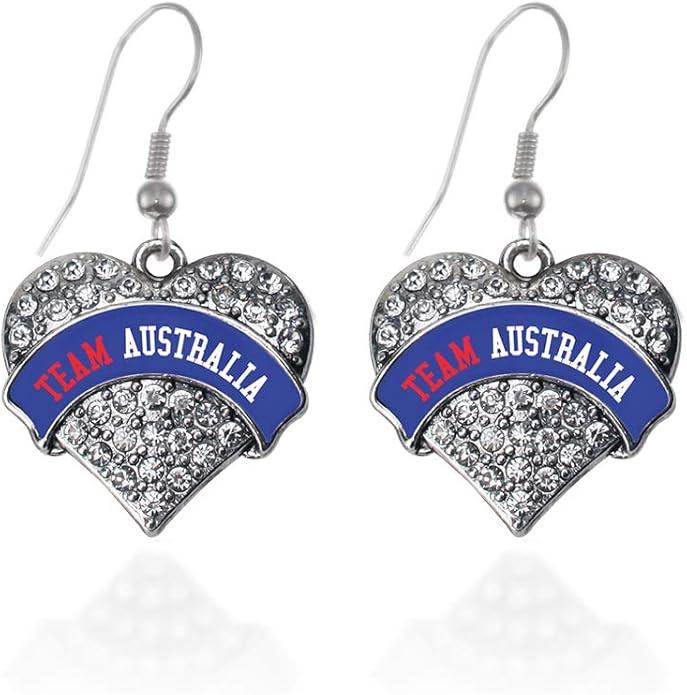 Inspired Silver - Silver Pave Heart Charm French Hook Drop Earrings with Cubic Zirconia Jewelry