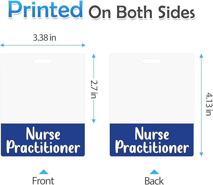 Oversized Nurse Practitioner Badge Buddy Card Holder - Horizontal NP Accessories XL Blue Pink Black Purple Red ID Badge Card Holder Name Tags Buddy for Hospital Work