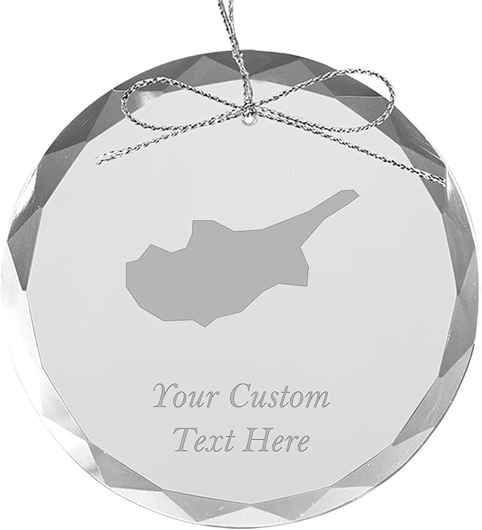 Cyprus, Personalized Travel Christmas Ornament – Customized Engraved Glass Keepsake - Custom Family Trip & Vacation, 2024, 2025, 2026, 2027 & Name – Destination Xmas Holiday Ornament