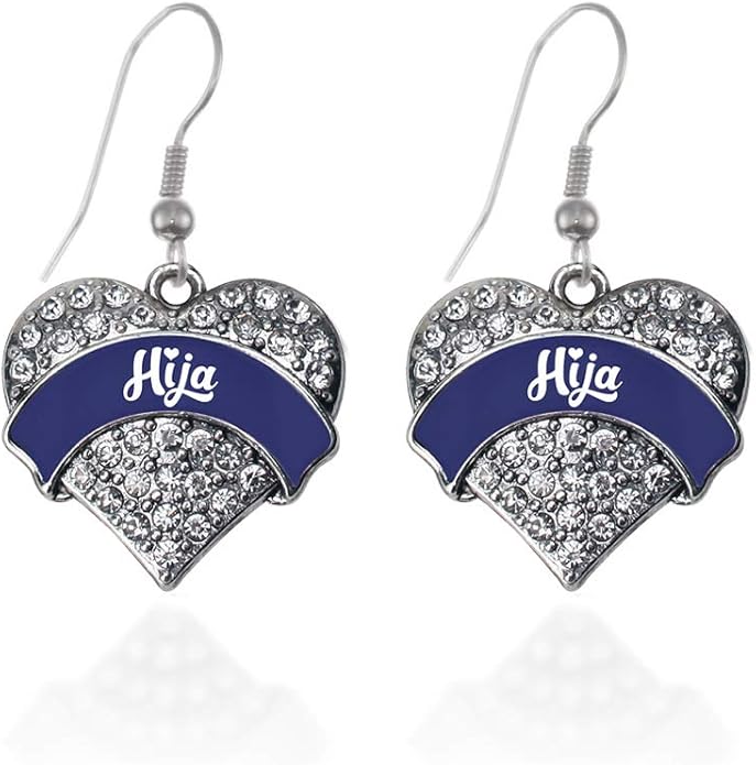 Inspired Silver - Silver Pave Heart Charm French Hook Drop Earrings with Cubic Zirconia Jewelry