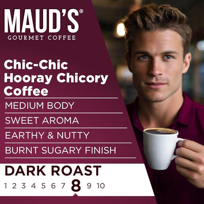 Maud's Chicory Flavored Coffee Pods, 36 ct, Dark Roast Flavored Coffee in Recyclable Single Serve Pods – 100% Arabica Beans, Compatible with Keurig K Cups Maker