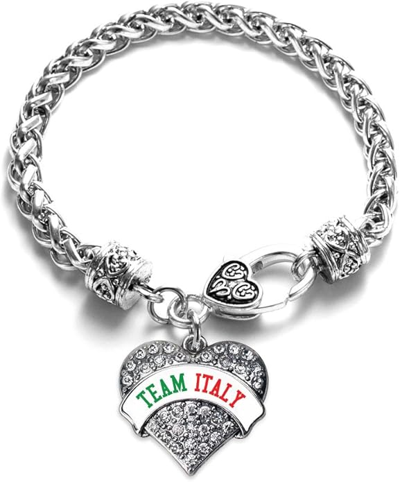 Inspired Silver - Silver Pave Heart Charm Bracelet with Cubic Zirconia Jewelry
