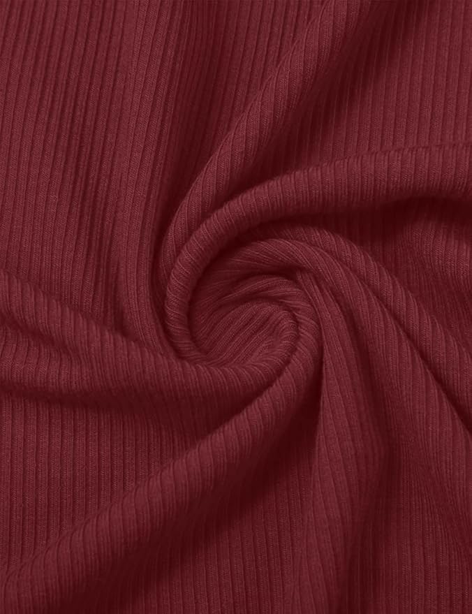 POPZONE Women's Lettuce Trim Mock Neck Long Sleeve Slim Fit Ribbed Knit Tee Shirt Tops