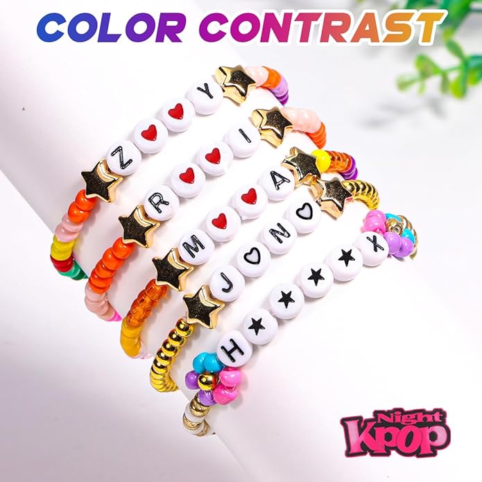 AICase for Korea-Pop Merch Gifts Toys Cosplay Birthday Decorations Bracelets Outfit Costume 6 Pcs Stackable Stretch Beaded Bracelets Merchandise Jewelry Gifts for Fans Women Christmas Stocking