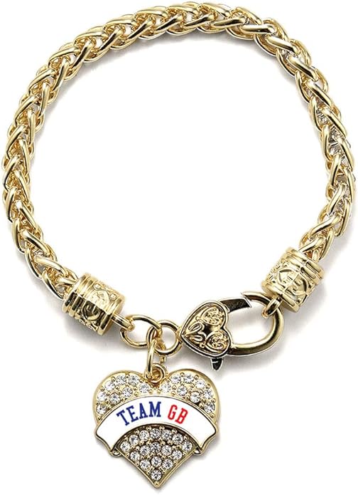Inspired Silver - Gold Pave Heart Charm Bracelet with Cubic Zirconia Jewelry