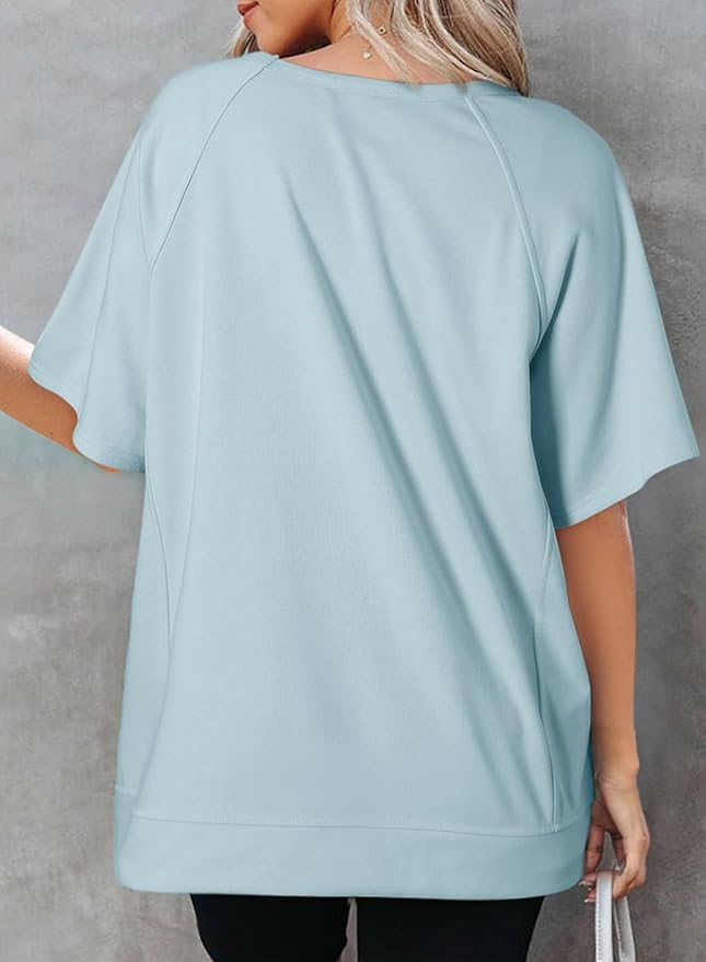 Dokotoo Oversized T Shirts for Women Crewneck Short Sleeve Casual Summer Tops Lightweight Loose High Low Blouse