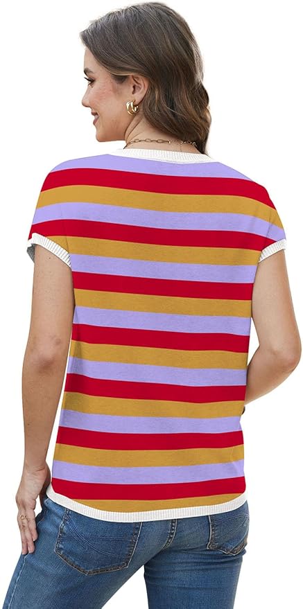 WIHOLL Short Sleeve Sweater for Women Summer Tops Crew Neck Fashion Clothing Tshirts Shirts Travel Outfits Dressy Casual