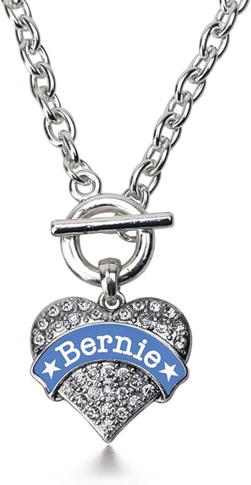 Inspired Silver - Silver Pave Heart Charm 18 Inch Necklace with Cubic Zirconia Jewelry