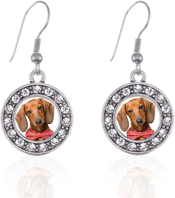 Inspired Silver - Silver Circle Charm French Hook Drop Earrings with Cubic Zirconia Jewelry