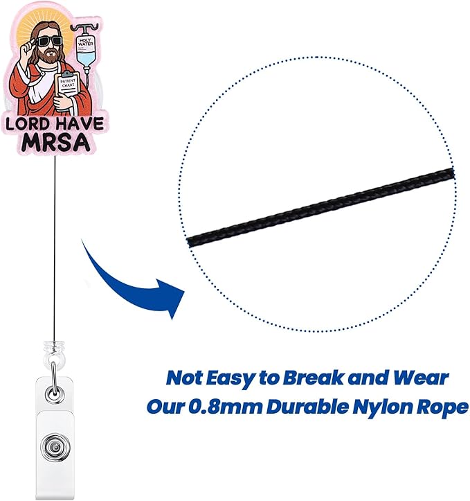 Lord Have MRSA Funny Nurse Badge Reel, Cute Retractable ID Medical Badge Holder, Name Tag Pediatric Work Badge Buddy, Nurse Gift for RN LPN CNA MA BSN Nursing Student Teacher Doctor Healthcare Workers