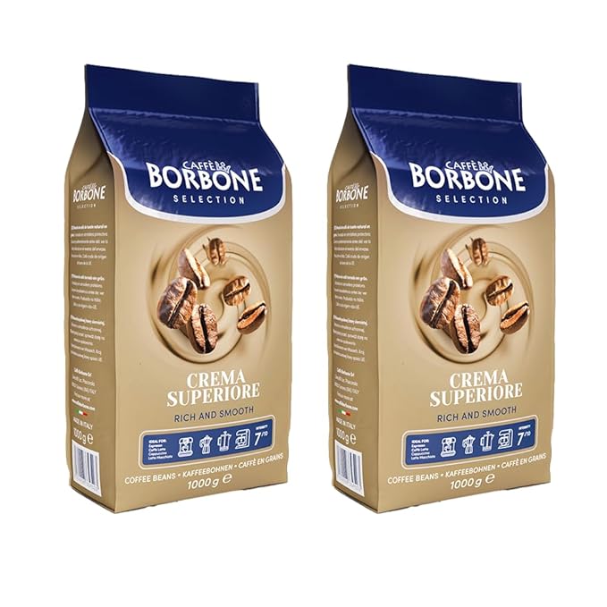 Caffè Borbone, Whole Bean Coffee Blend, Crema Superiore, Medium Roast, Roasted and Freshly Packaged in Italy, 2.2 Pound Bag (Pack of 2)