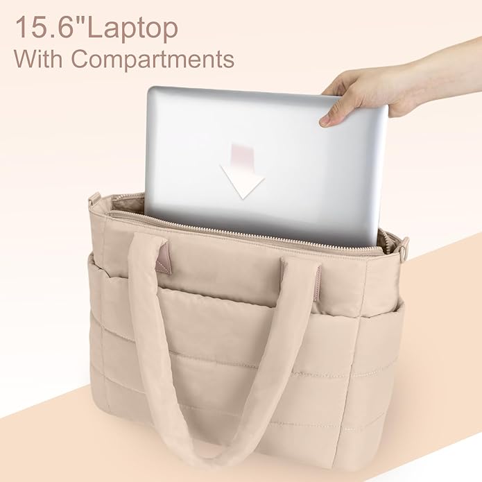 Tote Bag for Women Puffer Tote Bag Large Nurse Bags Shoulder Handbag with Zipper for Work Travel