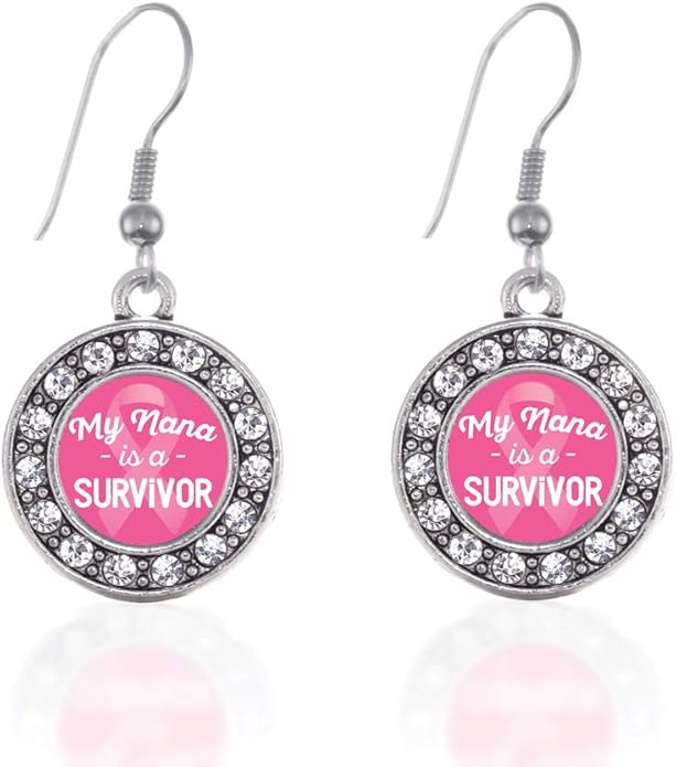 Inspired Silver - Silver Circle Charm French Hook Drop Earrings with Cubic Zirconia Jewelry