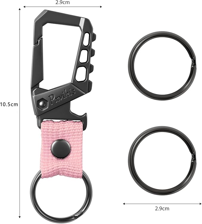Pxvikis Metal heavy duty key chain carabiner clip bottle opener wrist lanyard ring car key fob unisex for men and women