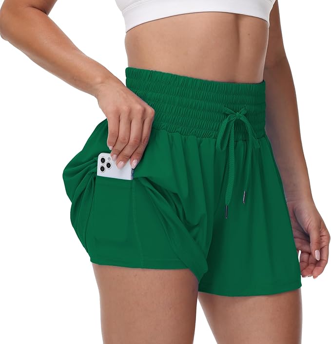 Blaosn Flowy Athletic Shorts for Women Gym Workout Running Short Pants High Waist Skort with Pocket Casual Summer Clothes