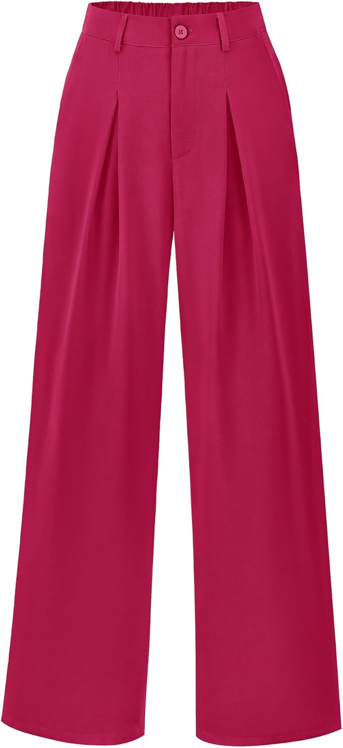 BTFBM Women High Waist Palazzo Pants Spring 2026 Casual Wide Leg Trousers Loose Work Office Business Suit Pant Pockets