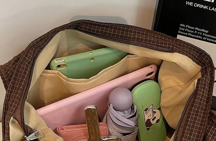 Plaid Tote Bag for Women Large Capacity Hobo Bag for Work Shoulder Handbag for Shopping Handbags Purses