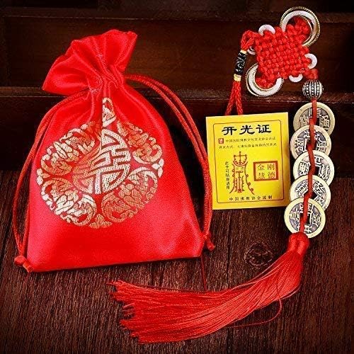 GJMY Feng Shui Coins for Wealth and Success with Chinese Knot Lucky Coins Five Emperor Money(5coins)