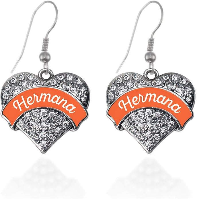 Inspired Silver - Silver Pave Heart Charm French Hook Drop Earrings with Cubic Zirconia Jewelry