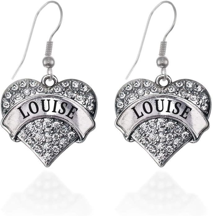 Inspired Silver - Silver Pave Heart Charm French Hook Drop Earrings with Cubic Zirconia Jewelry