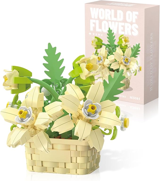 MJDDJA Mini Flowers Building Block Set, Mini Building Blocks, Flower Building Set, Building Block Flowerpot, Mini Bricks Building Sets, Party Favors for Kids Above 10 Years Old (Daisy 181pcs)