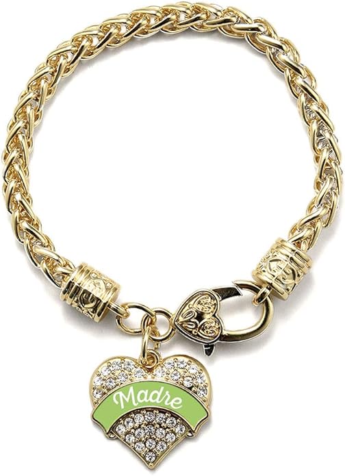 Inspired Silver - Gold Pave Heart Charm Bracelet with Cubic Zirconia Jewelry