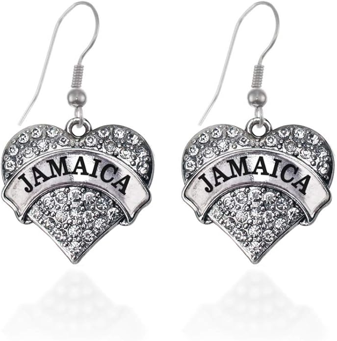 Inspired Silver - Silver Pave Heart Charm French Hook Drop Earrings with Cubic Zirconia Jewelry