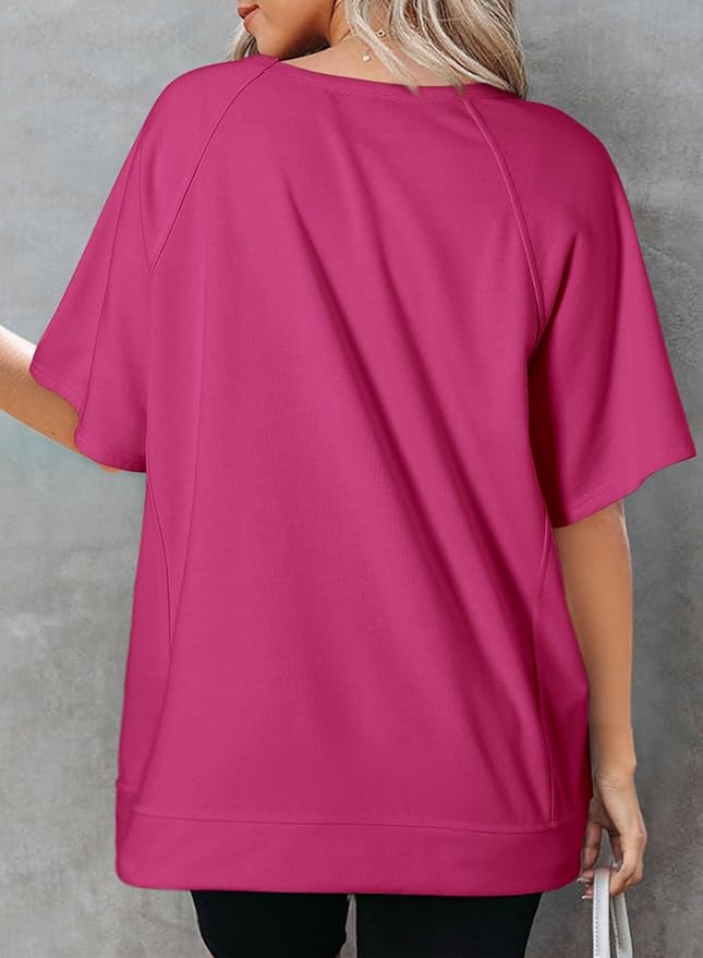 Dokotoo Oversized T Shirts for Women Crewneck Short Sleeve Casual Summer Tops Lightweight Loose High Low Blouse