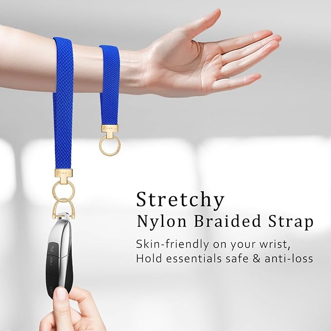 Hovmwey Elastic Wristlet Keychain for Women Men, Cute Car Key Chain, Braided Wrist Strap Lanyard for Keys ID Badges