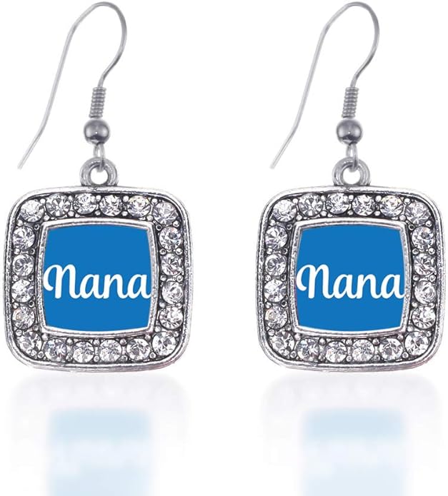 Inspired Silver - Silver Square Charm French Hook Drop Earrings with Cubic Zirconia Jewelry