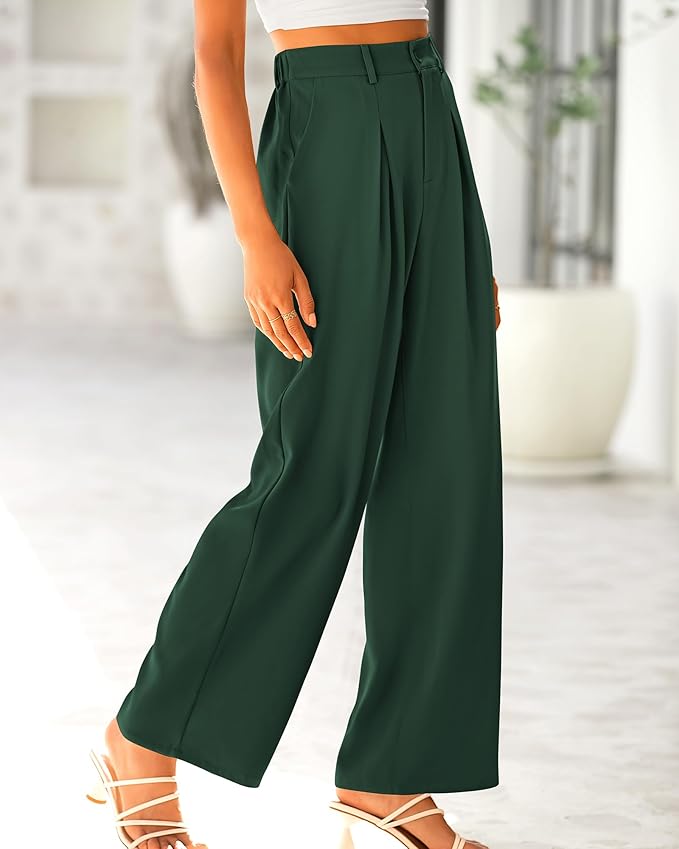 BTFBM Women High Waist Palazzo Pants Spring 2026 Casual Wide Leg Trousers Loose Work Office Business Suit Pant Pockets