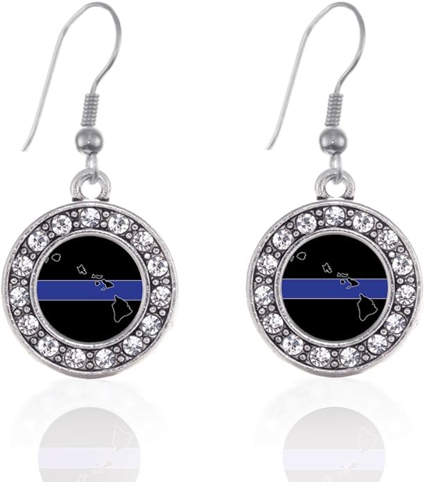 Inspired Silver - Silver Circle Charm French Hook Drop Earrings with Cubic Zirconia Jewelry