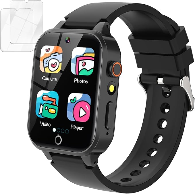 Vakzovy Kids Smart Watch Boys with 26 Puzzle Games HD Touchscreen Camera Pedometer Music Player Flashlight, Kids Toys Birthday Gifts for Boys Age 6-12 Kid Watch Boy 8-10 with Screen Protector