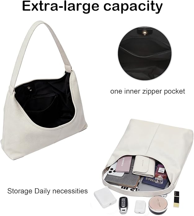 Hobo Bag for Women, Easygoing Soft Vegan Leather Shoulder Handbag Tote Purse, Spacious Work Tote, Crossbody Bag for Daily Use