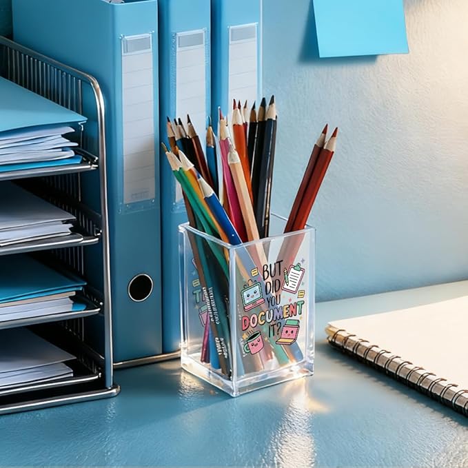 But Did You Document It Acrylic Cosmetic Pencil Holder Cup, Pen Holder for Home Office Desk Accessories for Coworker Boss Nurse HR Assistant, Office Desk Pen Organizer, Funny Work Gifts