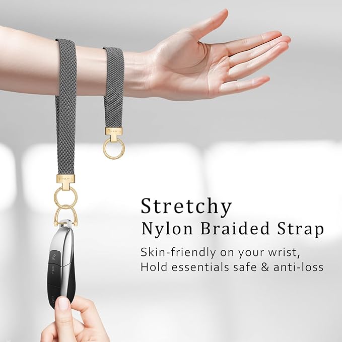 Hovmwey Elastic Wristlet Keychain for Women Men, Cute Car Key Chain, Braided Wrist Strap Lanyard for Keys ID Badges