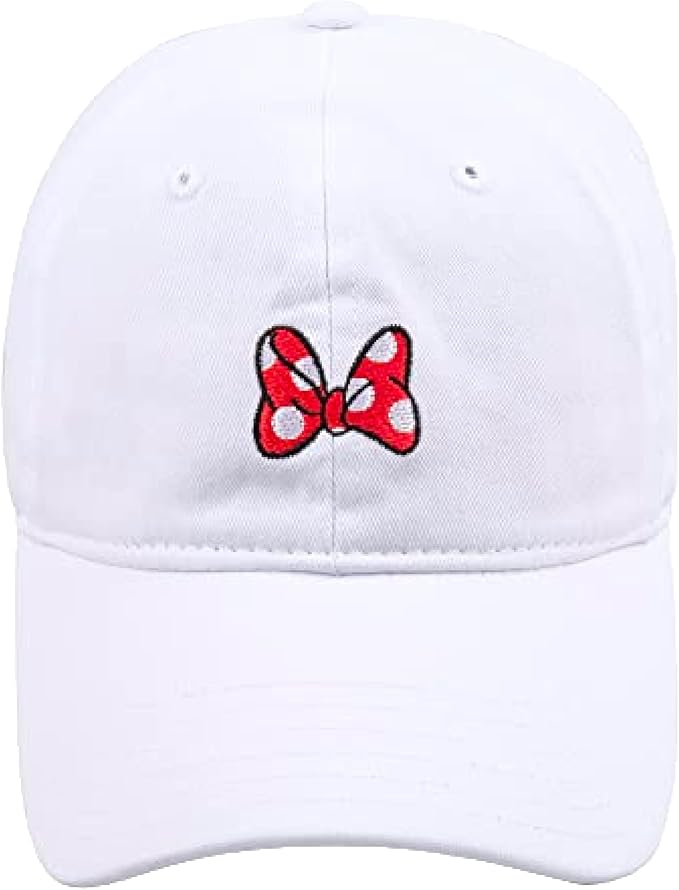 Disney Minnie Mouse Dad Hat, Cotton Adjustable Baseball Cap with Curved Brim