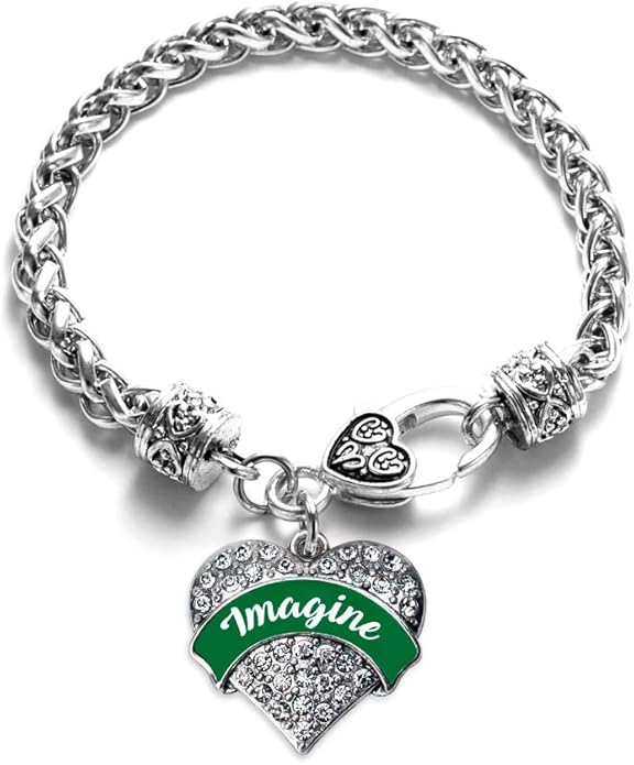 Inspired Silver - Silver Pave Heart Charm Bracelet with Cubic Zirconia Jewelry