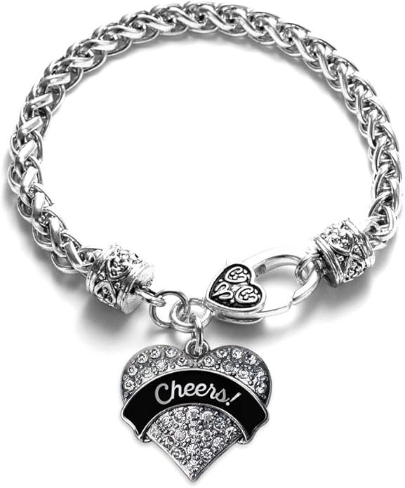Inspired Silver - Silver Pave Heart Charm Bracelet with Cubic Zirconia Jewelry