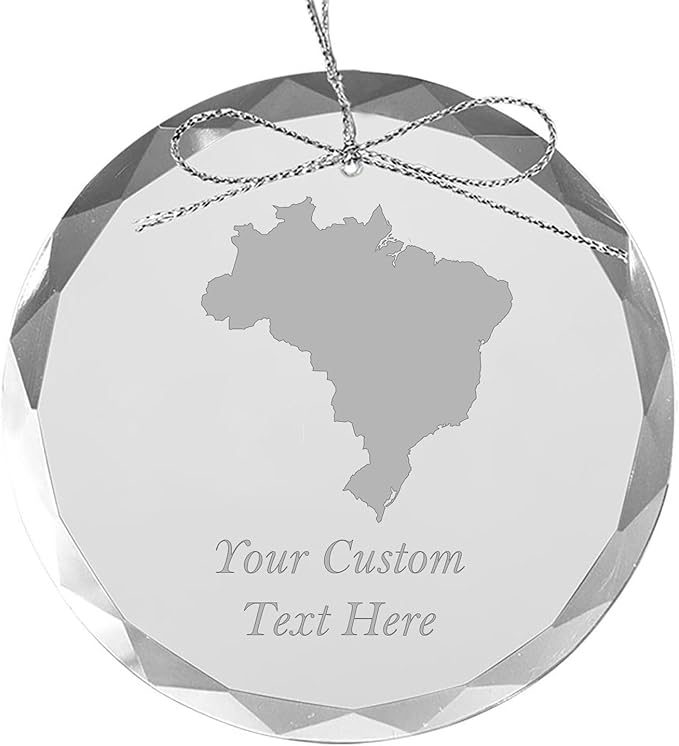 Brazil, Personalized Travel Christmas Ornament – Customized Engraved Glass Keepsake - Custom Family Trip & Vacation, 2024, 2025, 2026, 2027 & Name – Destination Xmas Holiday Ornament