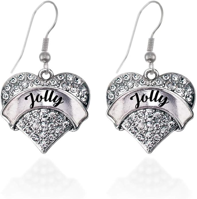 Inspired Silver - Silver Pave Heart Charm French Hook Drop Earrings with Cubic Zirconia Jewelry