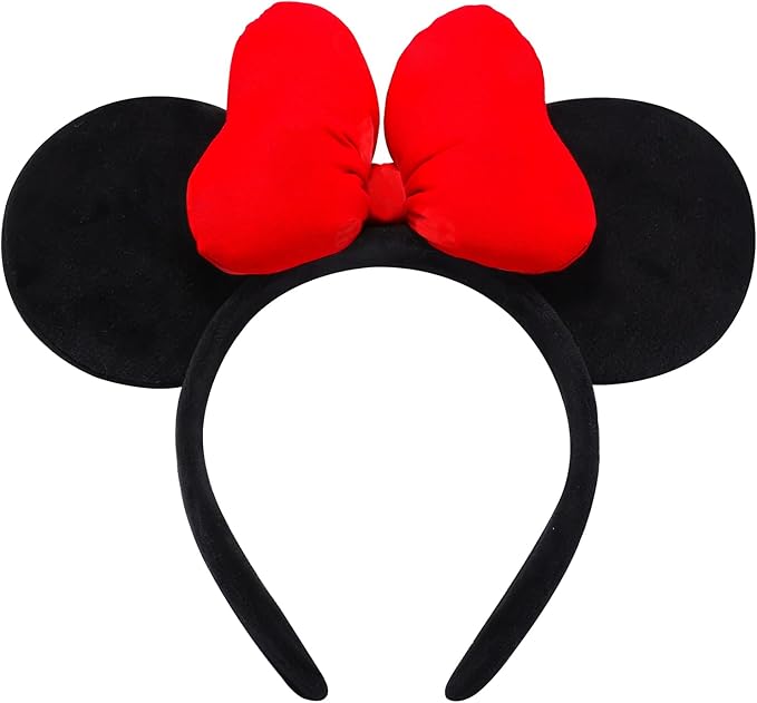 ODOCARE Handmade Mouse Ears Headband for Women and Ladies, Polka Dot Bow Minnie Ears Costume Accessories