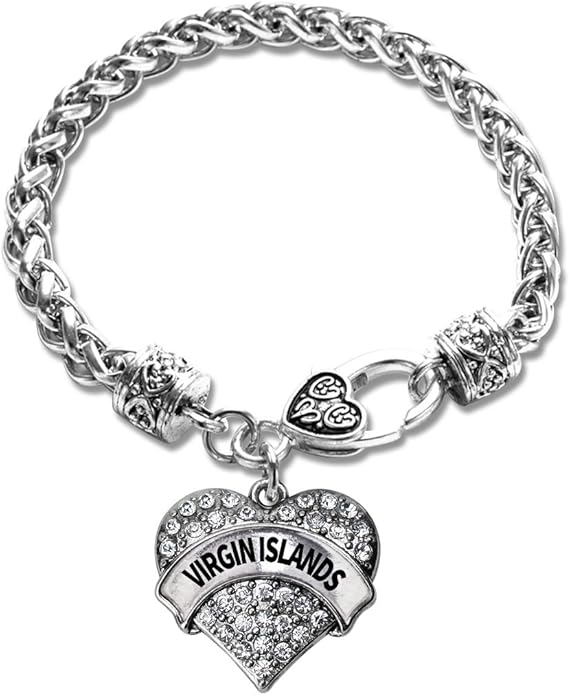 Inspired Silver - Silver Pave Heart Charm Bracelet with Cubic Zirconia Jewelry