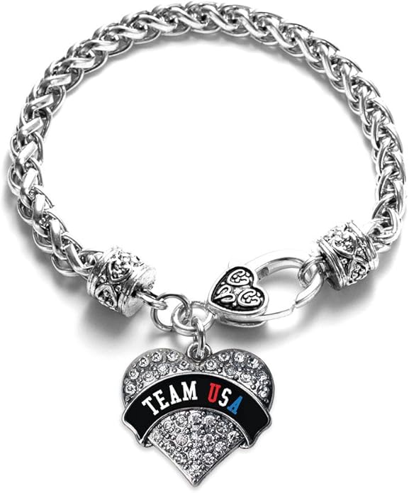 Inspired Silver - Silver Pave Heart Charm Bracelet with Cubic Zirconia Jewelry
