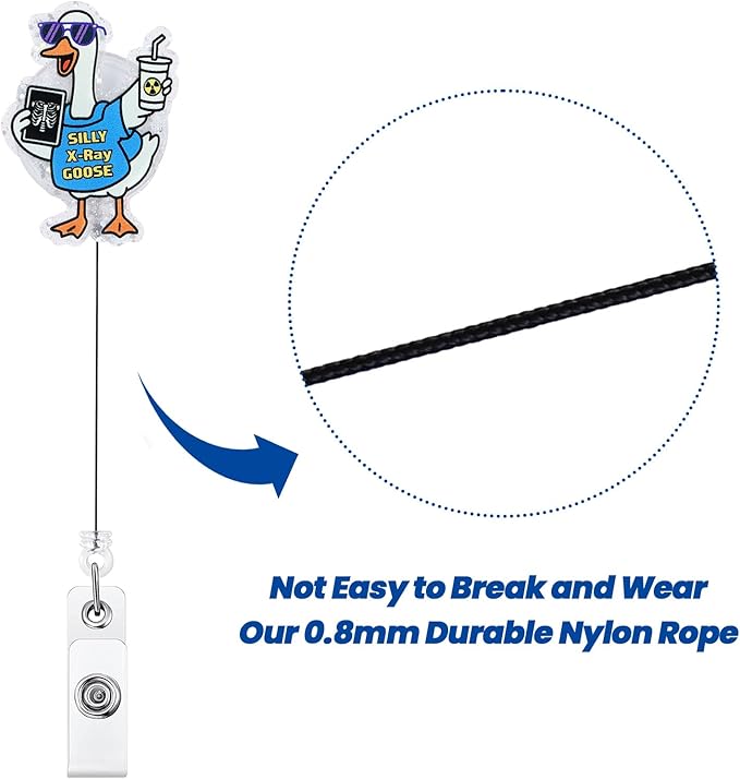 Silly X-Ray Goose Radiology Funny Nurse Badge Reel, Cute Retractable ID Card Badge Holder, Name Tag Medical Badge Buddy for RN LPN RT ER CNMT RO MIC RAD Nursing Doctor Student Healthcare Worker