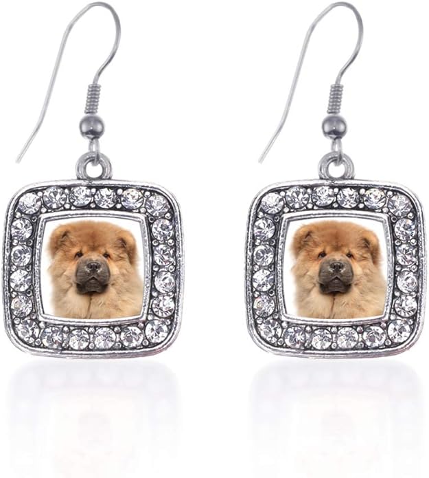 Inspired Silver - Silver Square Charm French Hook Drop Earrings with Cubic Zirconia Jewelry