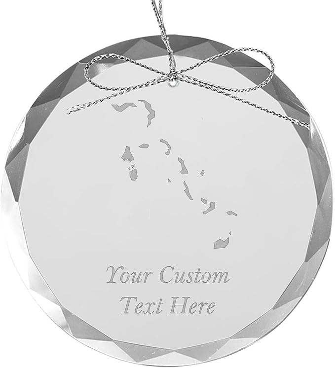 Bahamas, Personalized Travel Christmas Ornament – Customized Engraved Glass Keepsake - Custom Family Trip & Vacation, 2024, 2025, 2026, 2027 & Name – Destination Xmas Holiday Ornament