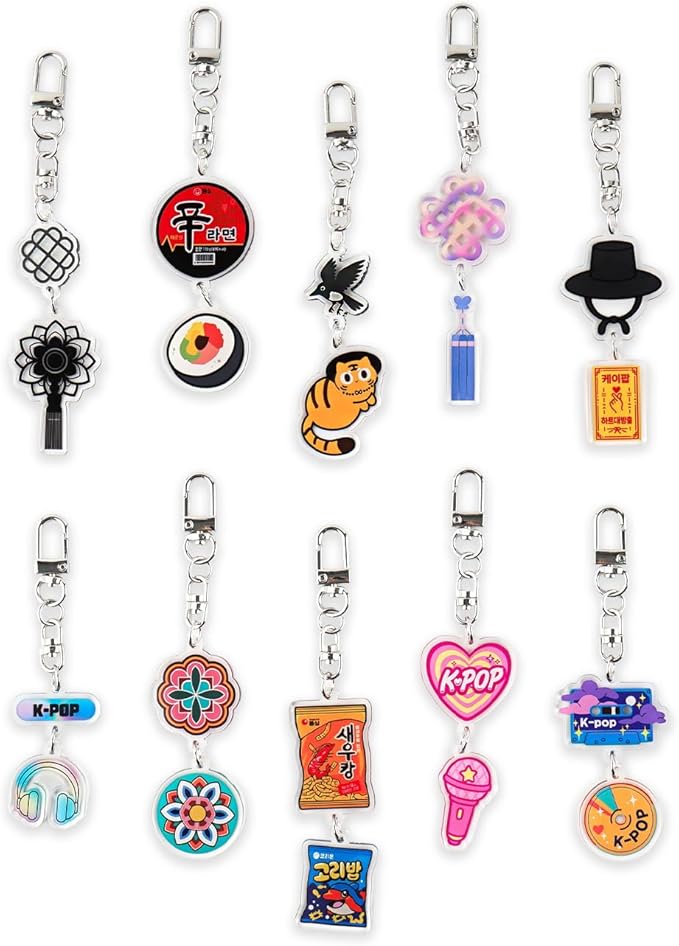 PUBLOG 10PCS Korean Style k music pop Culture Acrylic keyring, bag charm, keychains accessories