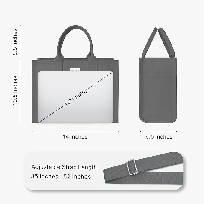 TOPDesign Heavy-Duty Canvas Tote Bag for Women, Adjustable Crossbody/Shoulder Handbag with 9 Pockets, Everything Tote