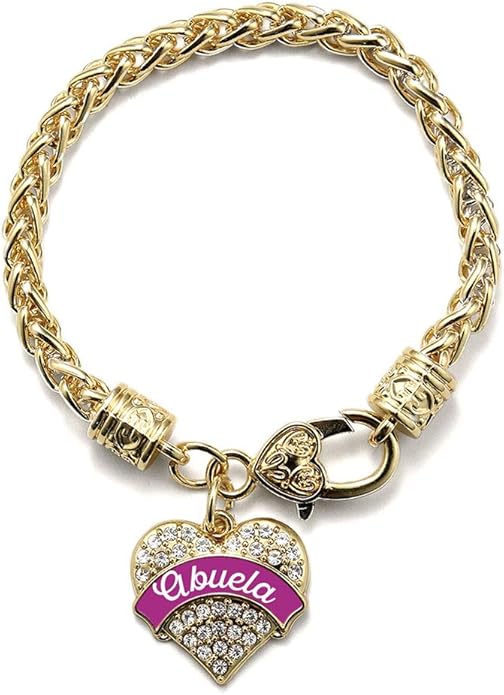 Inspired Silver - Gold Pave Heart Charm Bracelet with Cubic Zirconia Jewelry